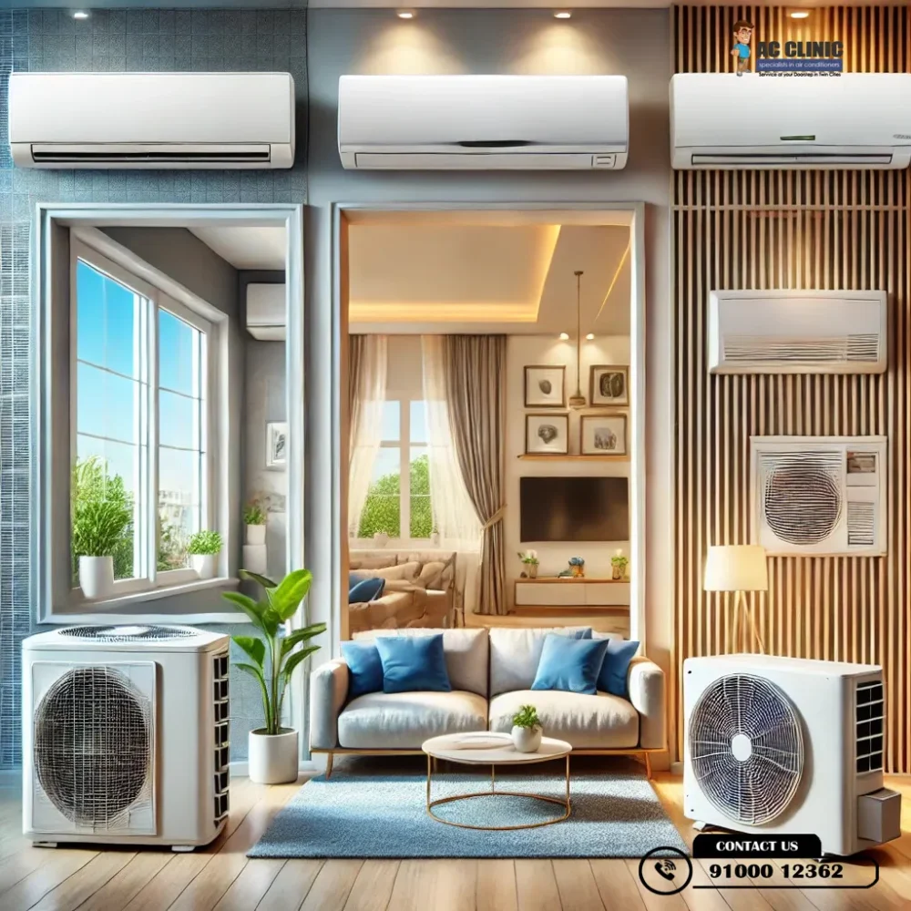 A detailed guide on different types of air conditioners for homes in Hyderabad by AC Clinic.