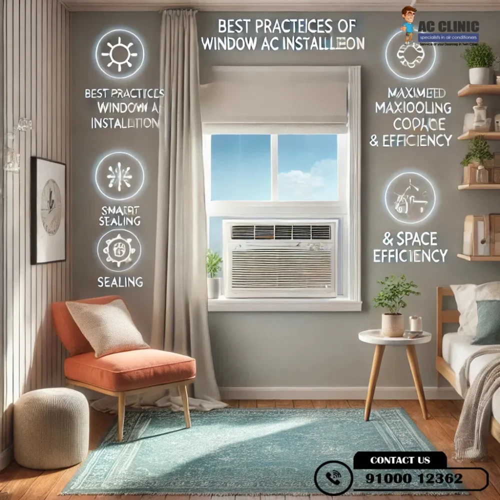 Optimize cooling and space efficiency with the best practices for installing a window AC in small rooms. Expert tips from AC Clinic. Call 9100012362 for professional assistance.