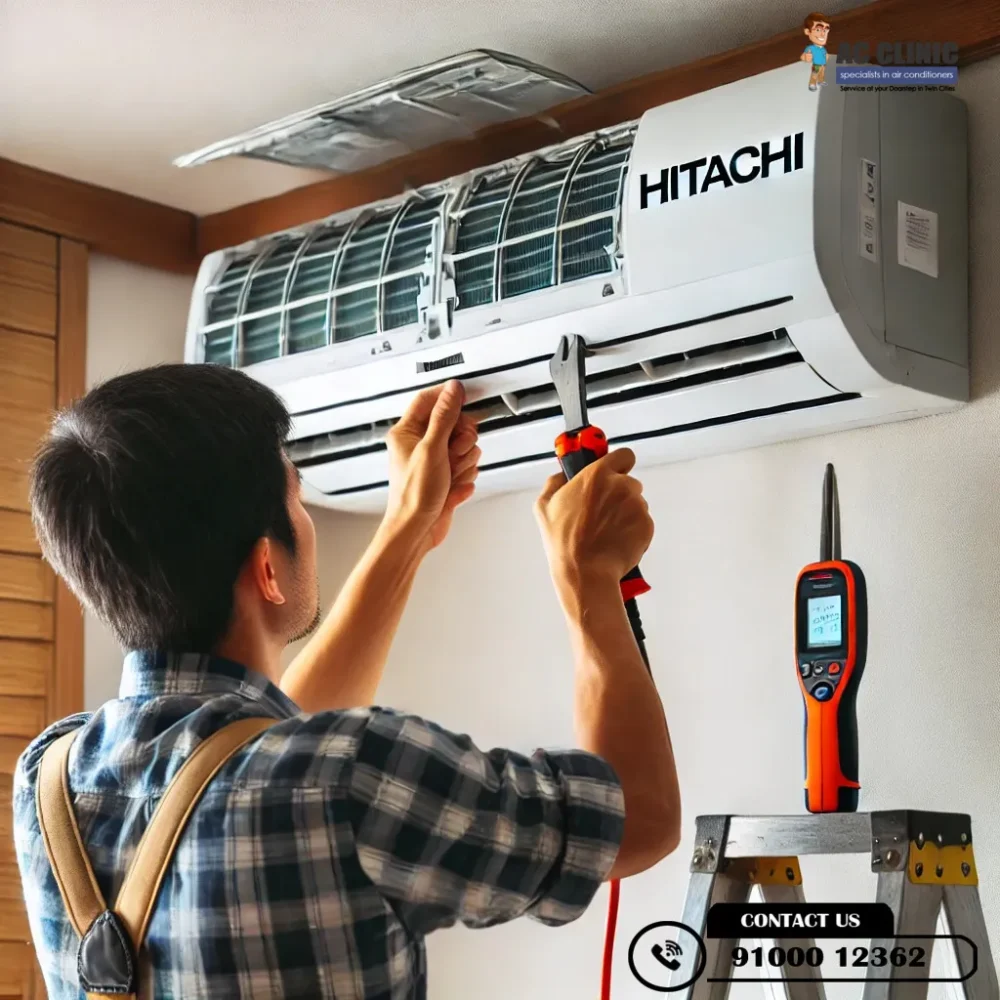 Does Hitachi charge for AC installation? Find out about Hitachi AC installation charges, free installation offers, and service details. Contact AC Clinic at 9100012362 for expert AC services.