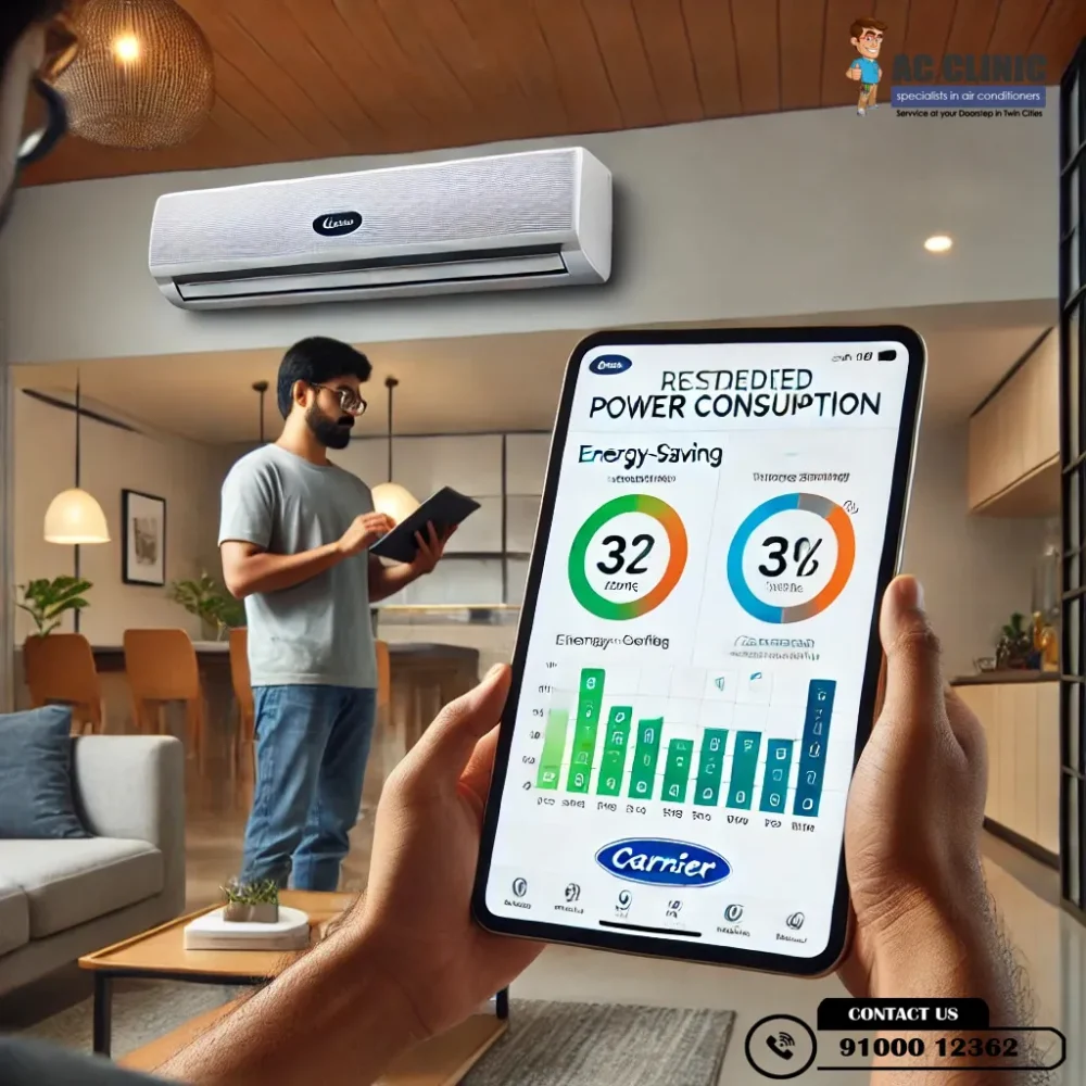 Hyderabad homeowners saving electricity with smart Carrier AC installation by AC Clinic | Call 9100012362.