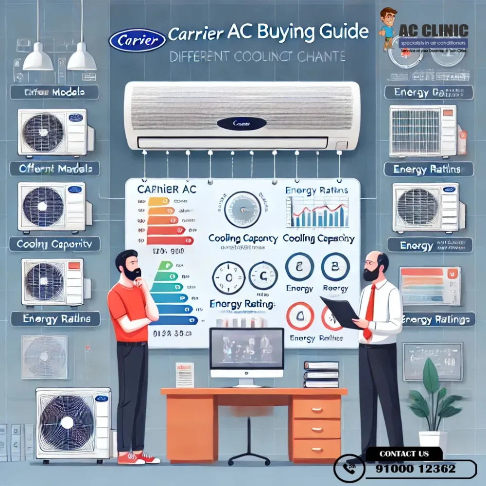Carrier AC buying guide - Cooling capacity, energy ratings, and features explained by AC Clinic.