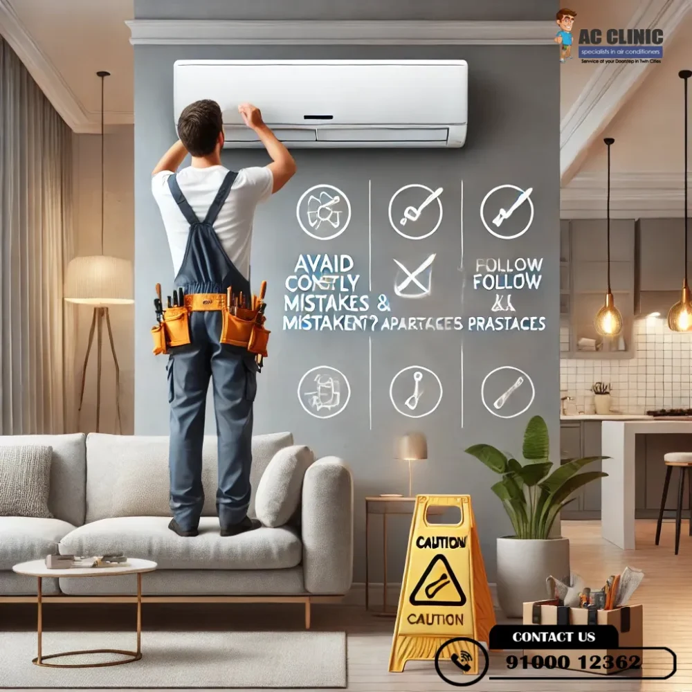 Avoid costly mistakes when installing a split AC in an apartment. Follow expert best practices with AC Clinic in Hyderabad. Call 9100012362 for professional installation.