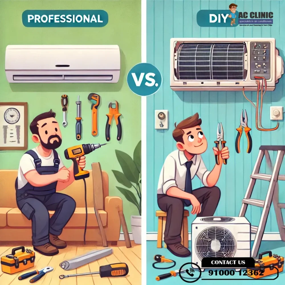 Professional vs DIY AC installation – Which option is best for your home? Learn expert insights from AC Clinic. Call 9100012362 for expert AC installation services.