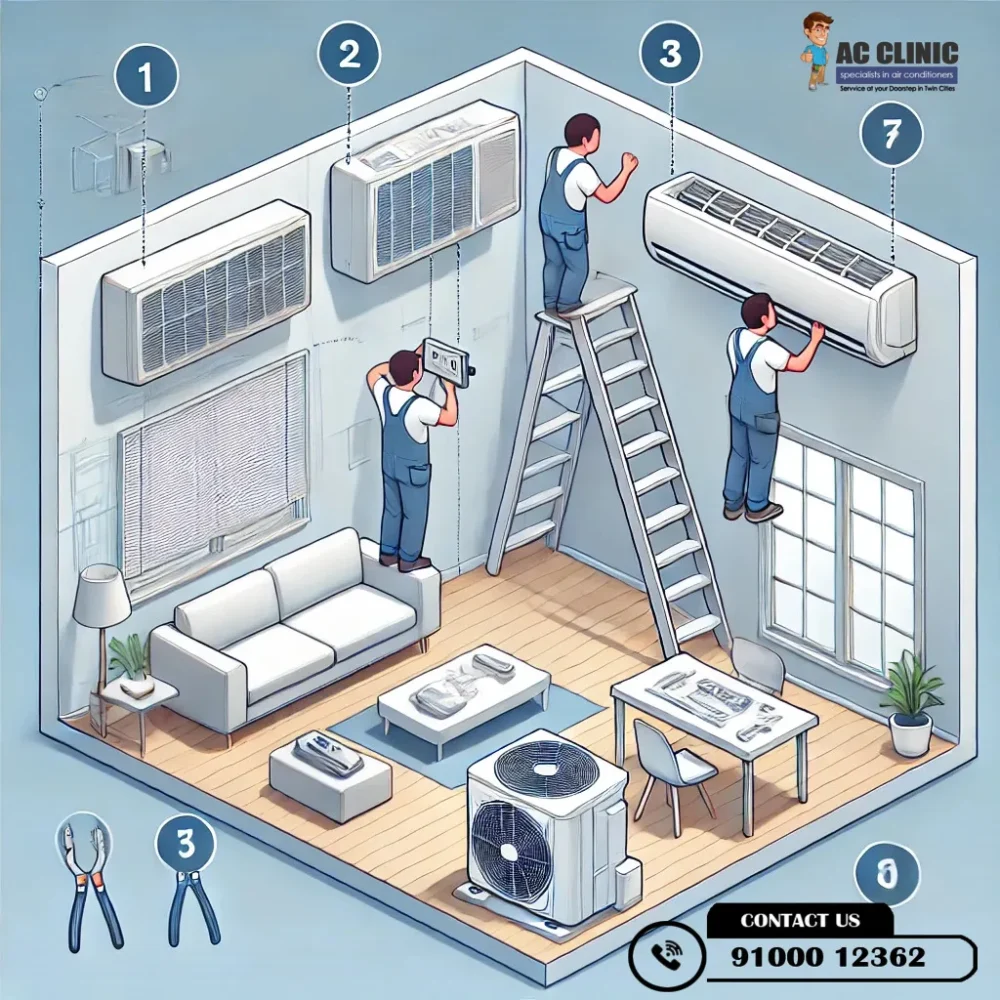 Step by step AC installation guide for beginners - AC Clinic | Call 9100012362 for expert AC services