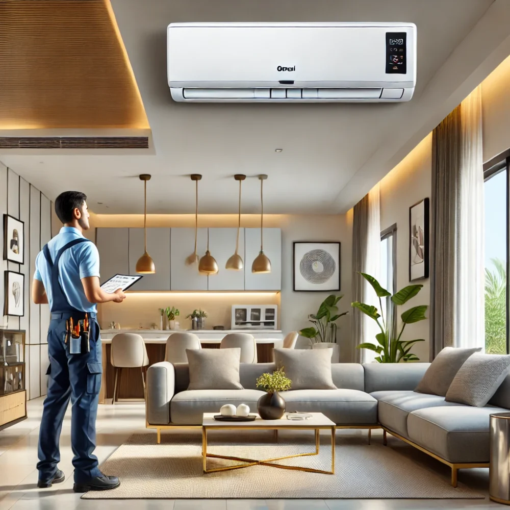 Professional technician installing a Godrej air conditioner in a modern Hyderabad home, highlighting cost-effectiveness and quality service