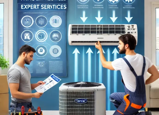 Proper Carrier AC installation in Hyderabad following HVAC best practices by AC Clinic | Call 9100012362.