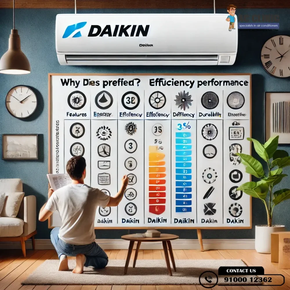 Daikin vs other AC brands: Why Hyderabad homeowners choose AC Clinic for expert installation. Call 9100012362.