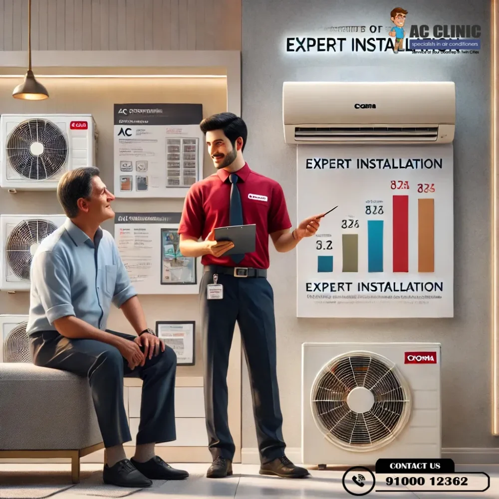 Expert Croma AC installation services in Hyderabad by AC Clinic Call 9100012362.