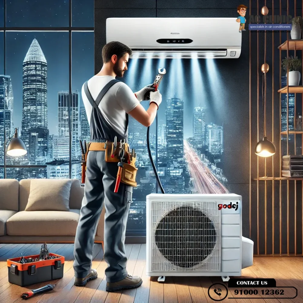 Expert Godrej AC installation services by AC CLINIC in Hyderabad – Reliable and affordable setup. Call 9100012362.